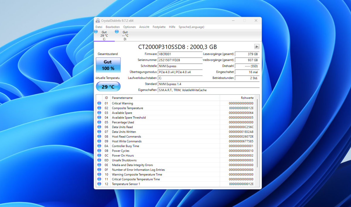 Test GMKtec EVO X2 crystaldiskinfo