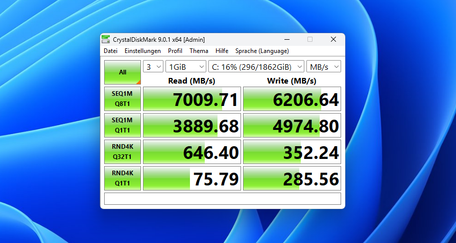 Test GMKtec EVO X2 crystaldiskmark