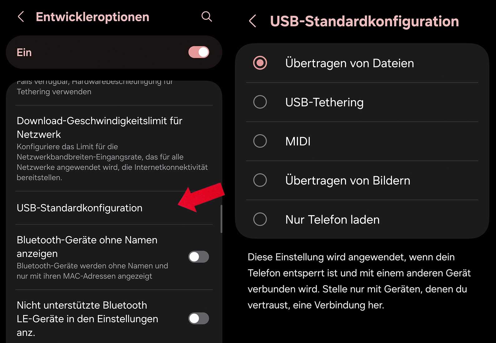 Android Entwickleroptionen