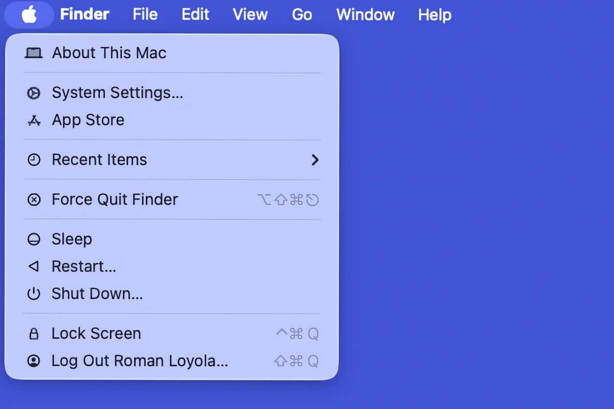 Apple menu macOS Tahoe