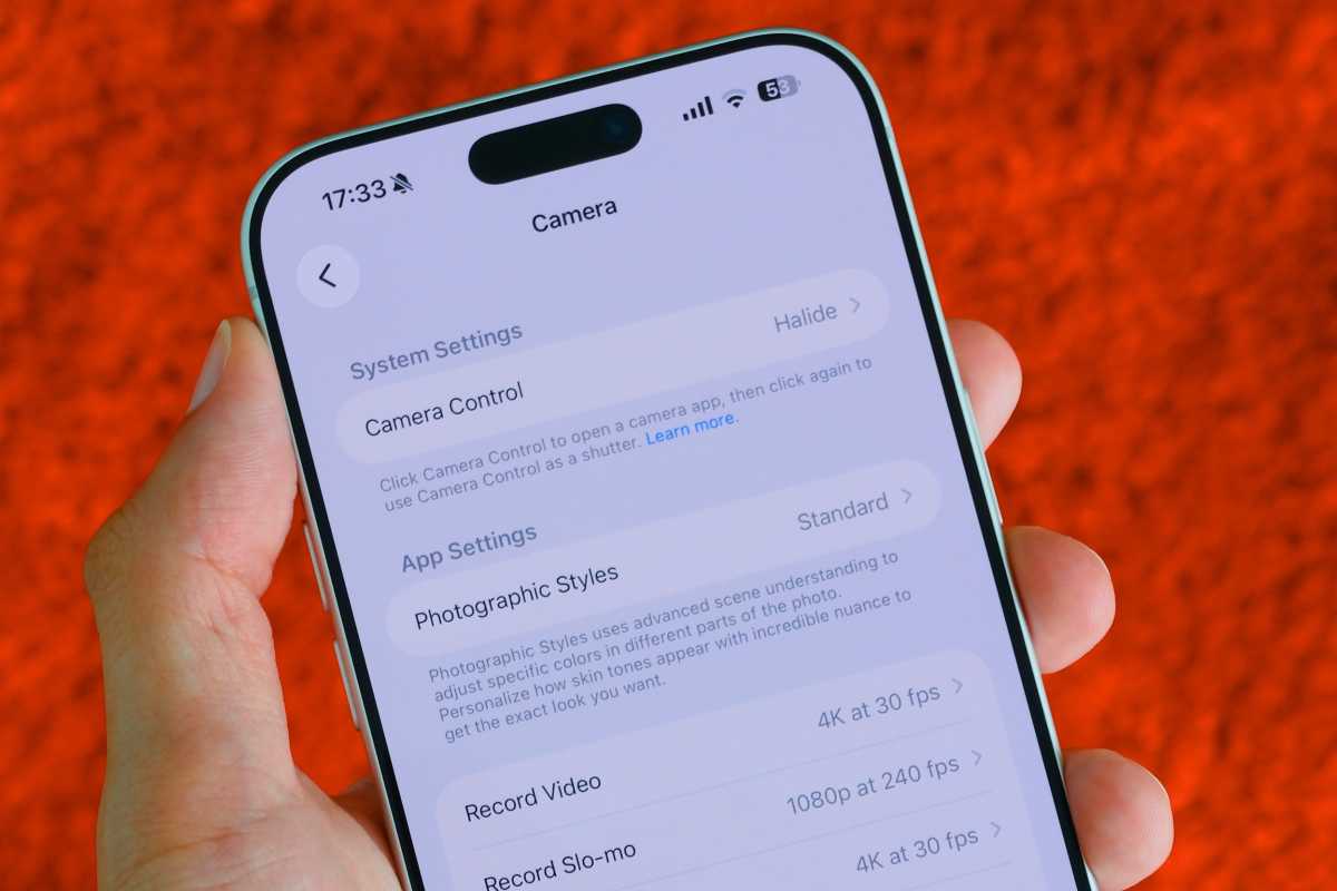 configuración de la cámara del iPhone