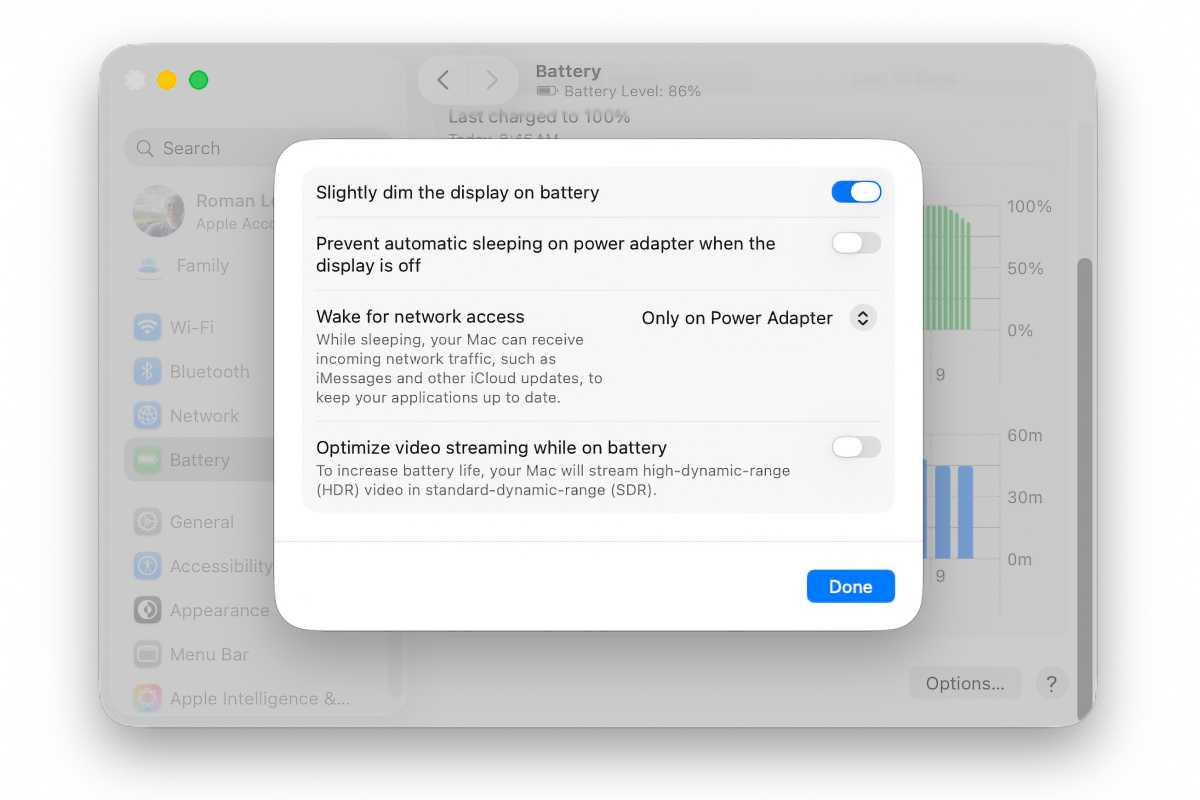 macOS Tahoe Battery options