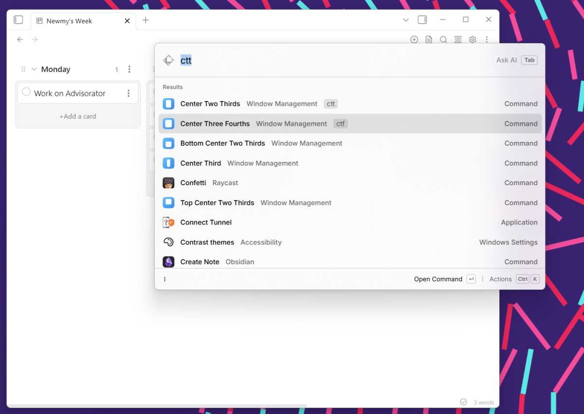 Using Raycast to resize and reposition a window