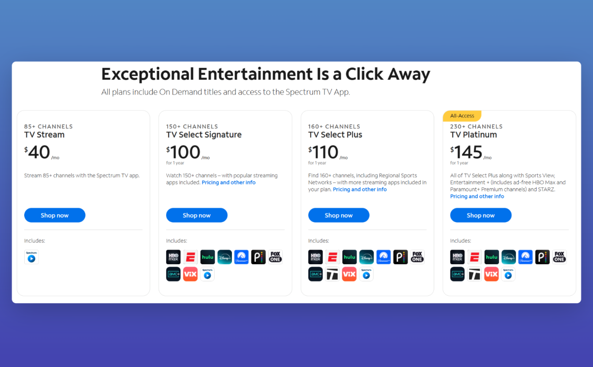 Spectrum's TV offerings