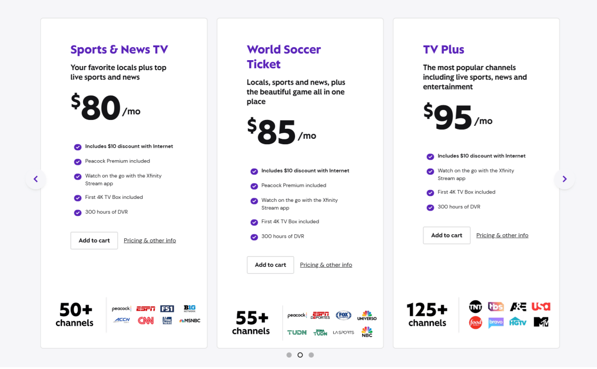 Comcast's Xfinity TV offerings