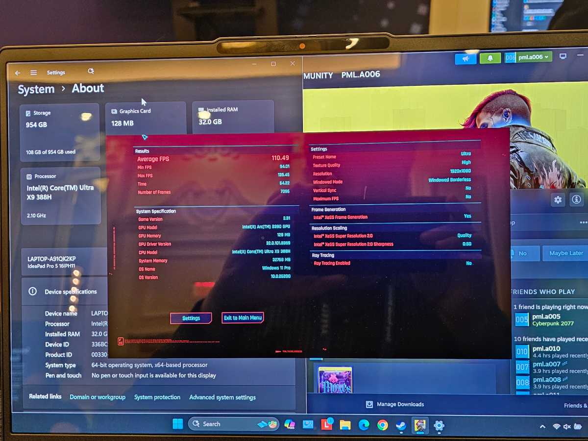 Intel Panther Lake Cyberpunk score 