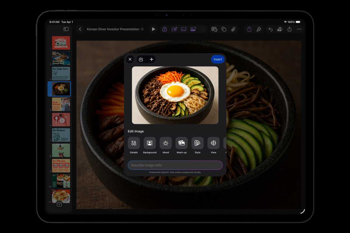 Funciones de Apple Creator Studio Ai en un iPad