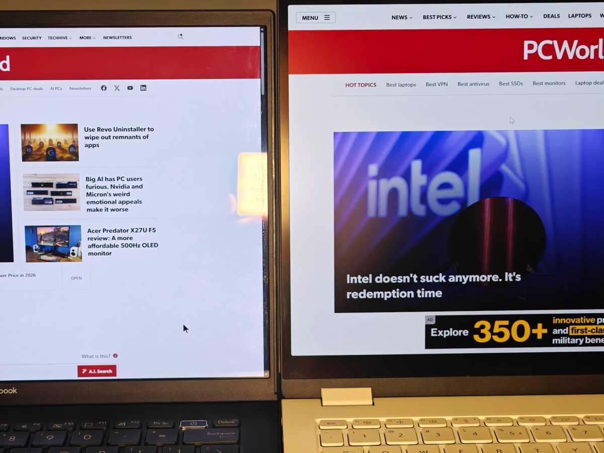 Asus Glossy OLED versus Acer Gorilla Matte Pro displays on