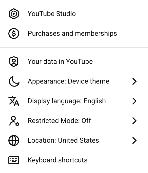 Youtube Language & Location