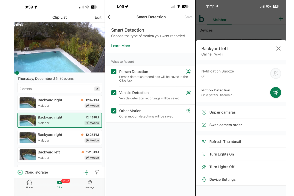 Blink Mini 2K app screenshots