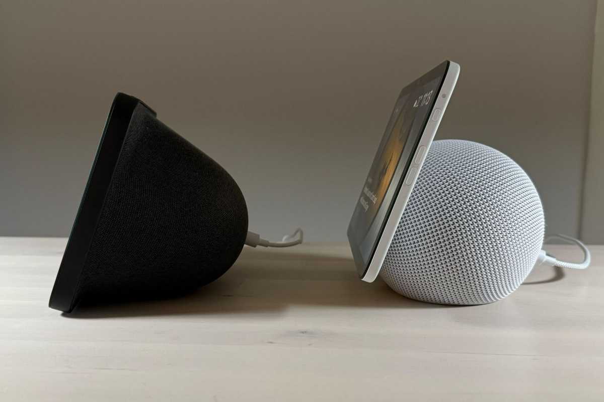 Echo Show 8 fourth gen and third gen side view