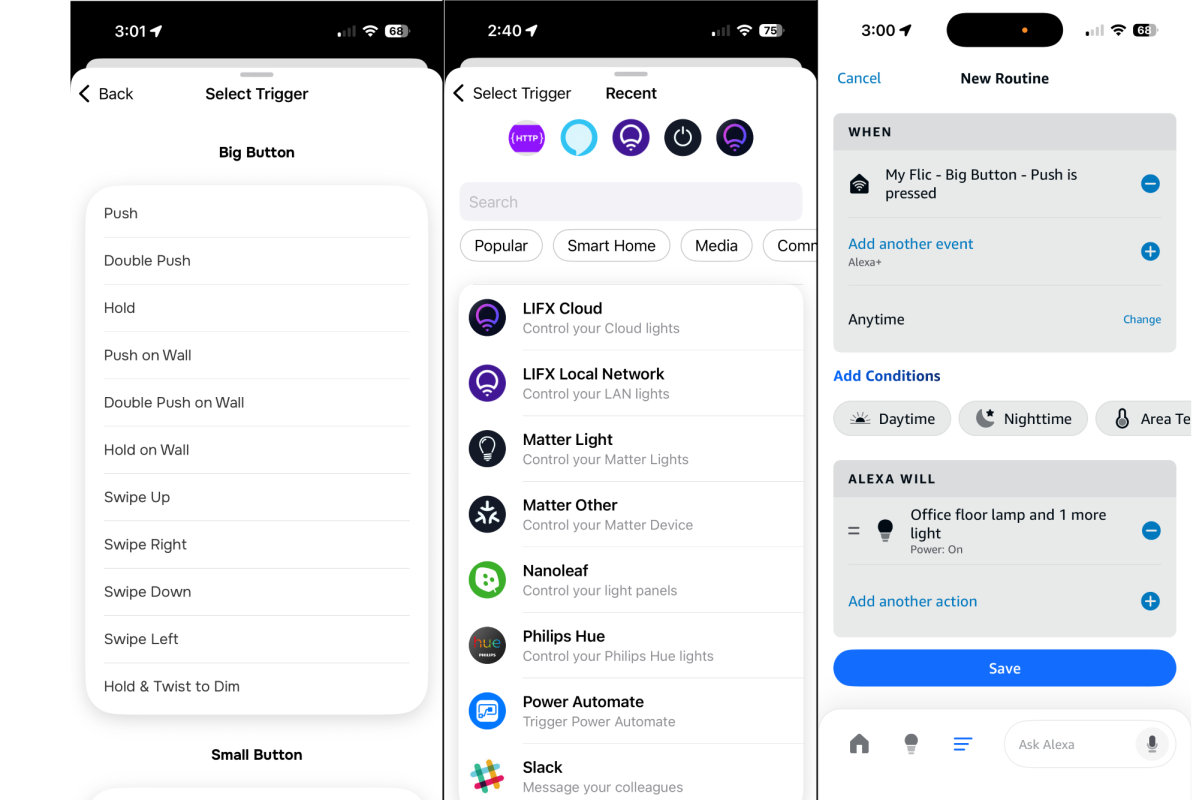 Capturas de pantalla de la aplicación Flic