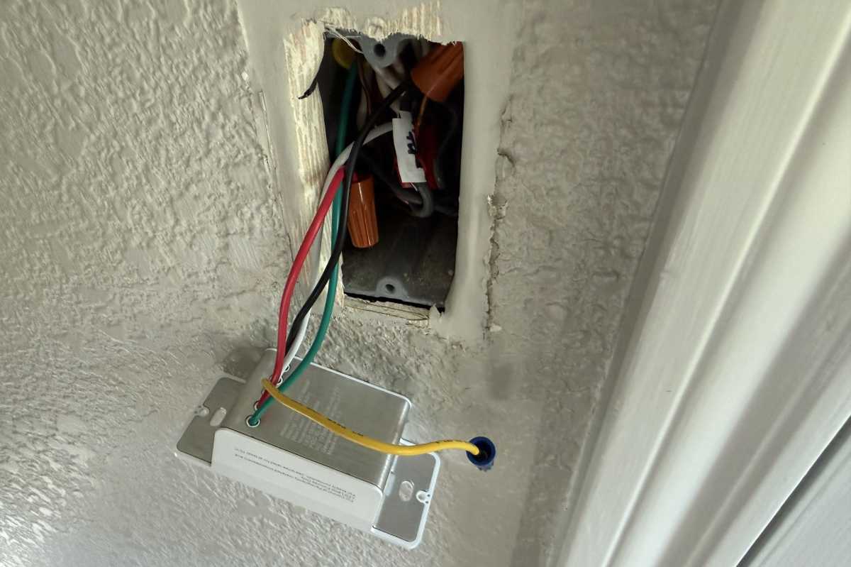 GE Cync Paddle Dimmer wired inside box