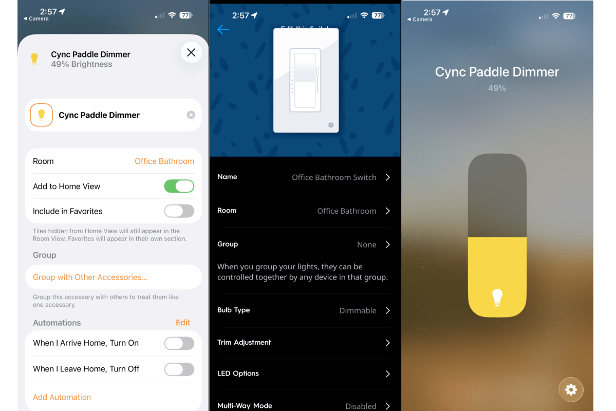 GE Cync app screenshots