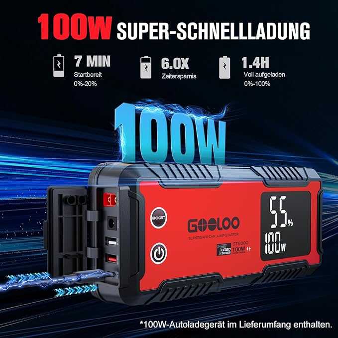 GOOLOO GT6000 Starthilfe Powerbank,6000A