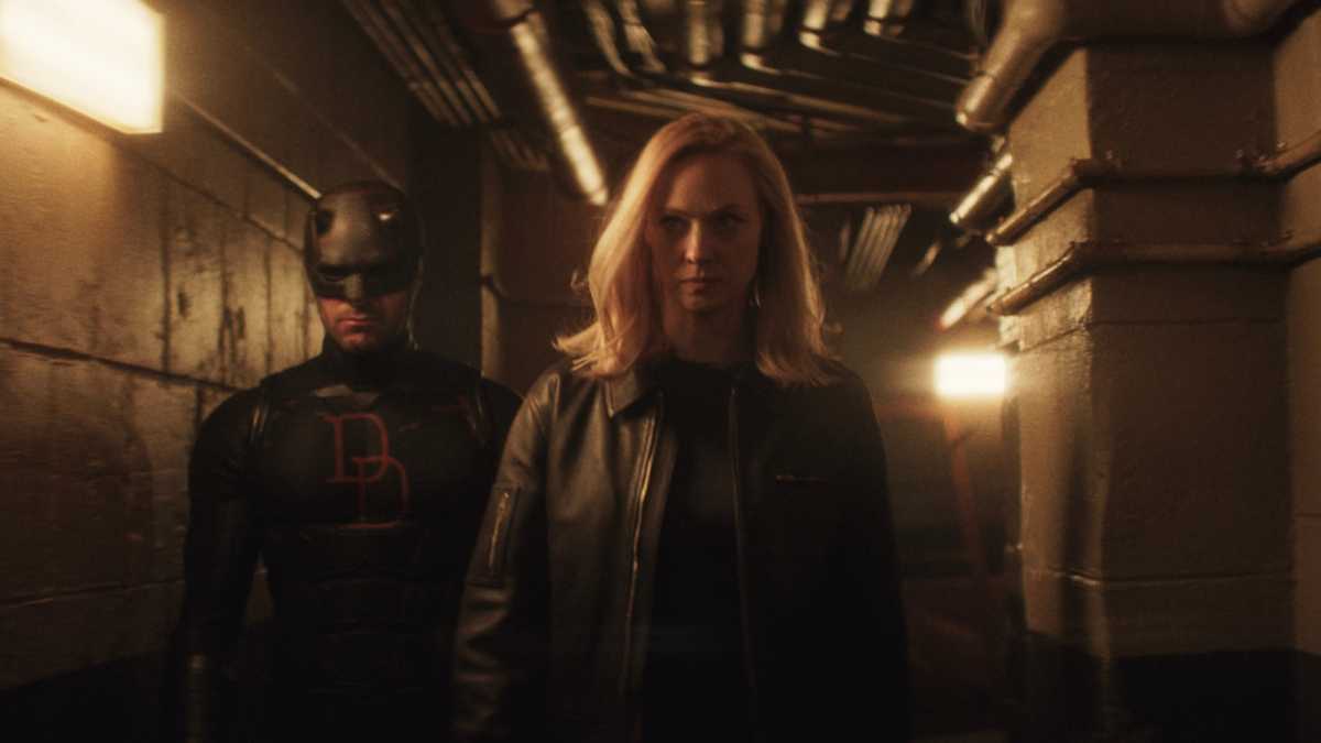 Matt Murdock / Daredevil (Charlie Cox) and Karen Page (Deborah Ann Woll) in Marvel Television's DAREDEVIL: BORN AGAIN