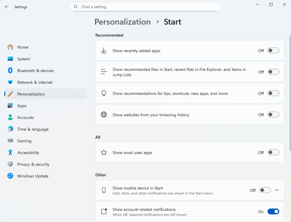 Win 11 Personalization