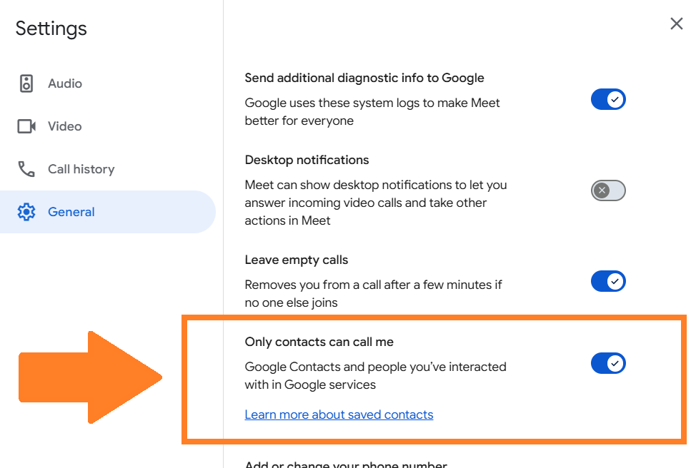 Google Meet General Settings (Jan 2026)