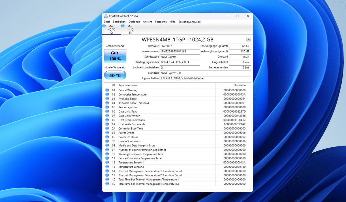 Test Geekom A8 CrystalDiskInfo