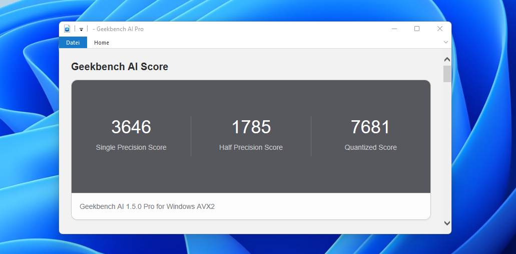 Test Geekom A8 GeekbenchAI