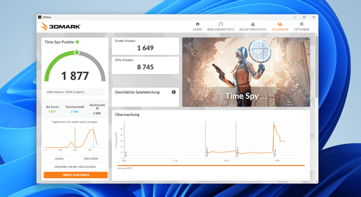 Test Geekom A8 Timespy