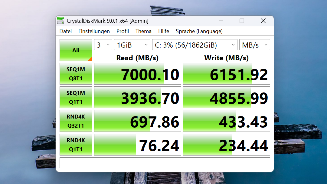 Test Geekom X16 Pro CrystalDiskMark
