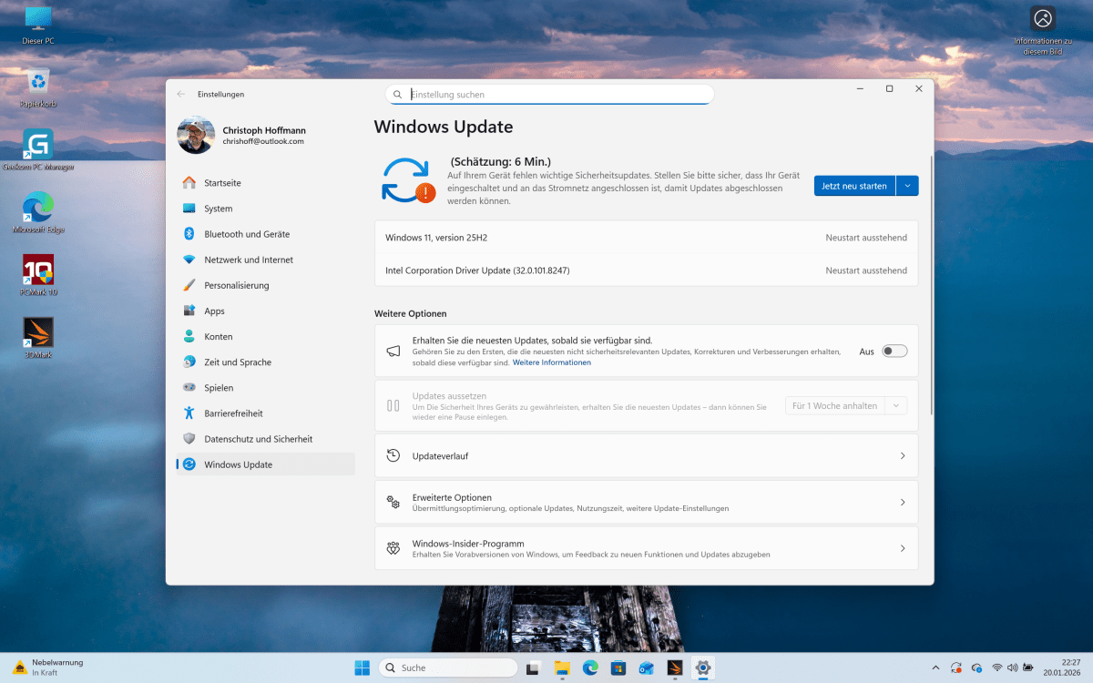 Test Geekom X16 Pro Windows Update