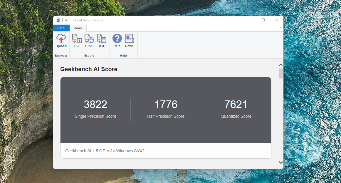 Test PELADN WO4 GeekbenchAI