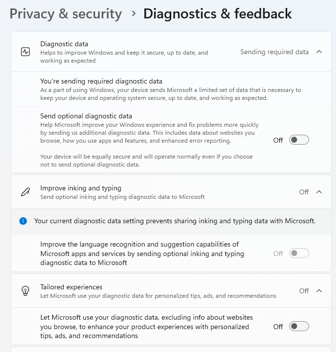 Win 11 diagnostic data