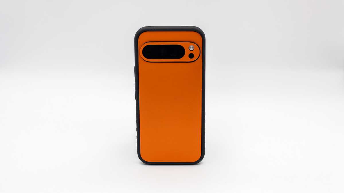 Android phone in an orange case - 3