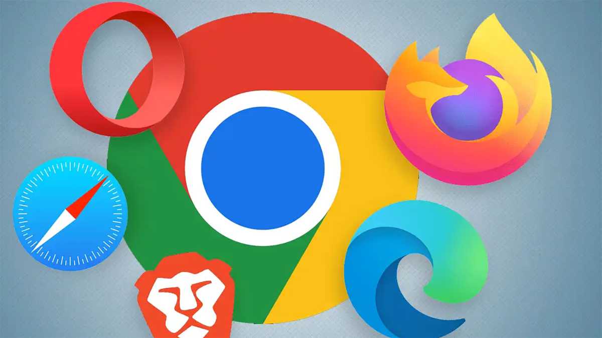 Google Chrome logo surrounded by other web browser logos