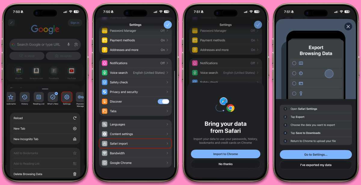 chrome ios safari import