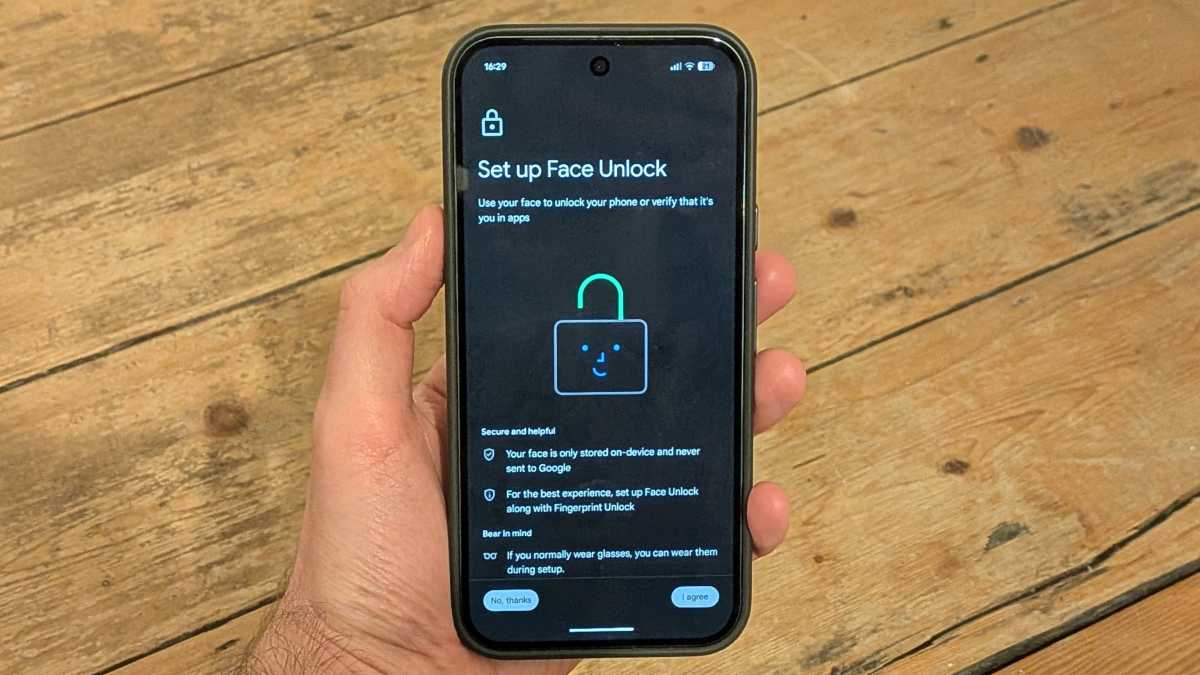 Google Pixel 10 Pro XL Face Unlock setup screen