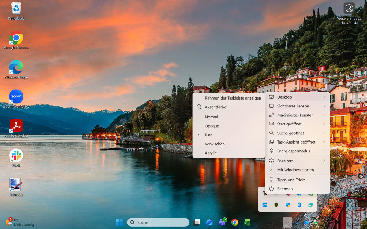 Klick für Vollbild-Ansicht 🔍 Windows Taskleiste Transparenz