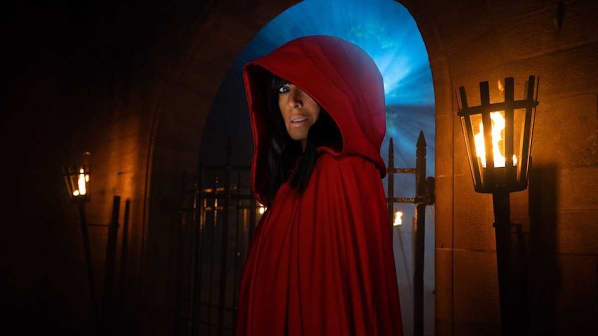 Claudia Winkleman in the red cloak