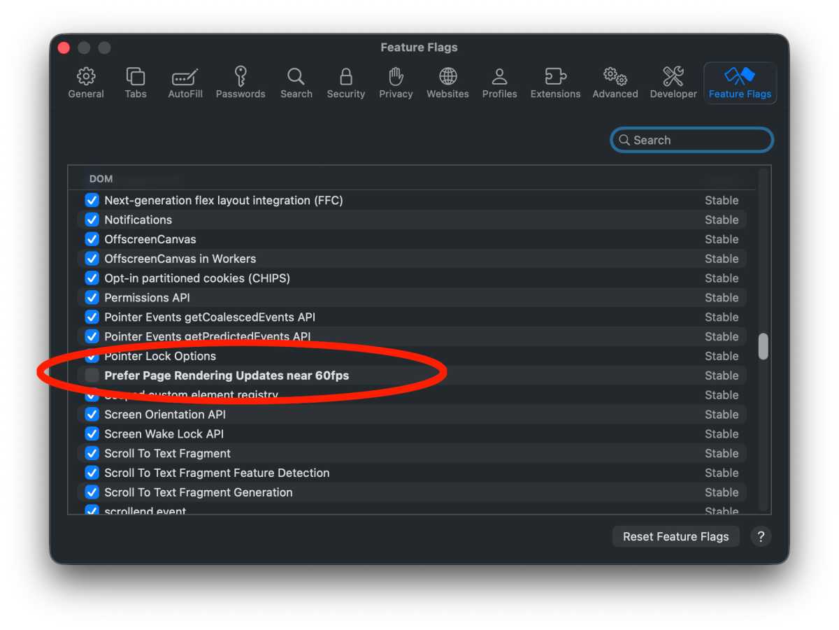 Safari 60fps flag