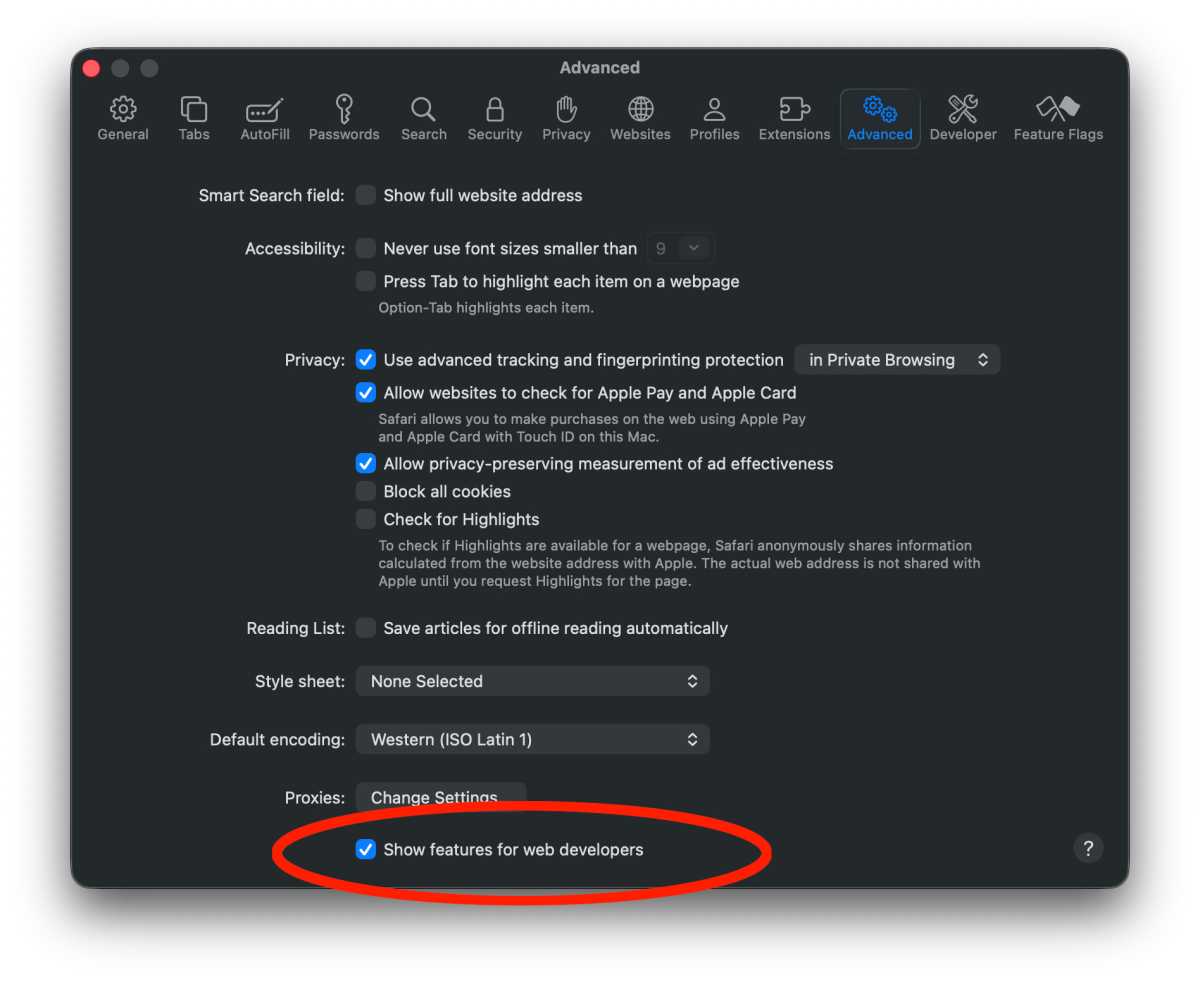 Safari web developers