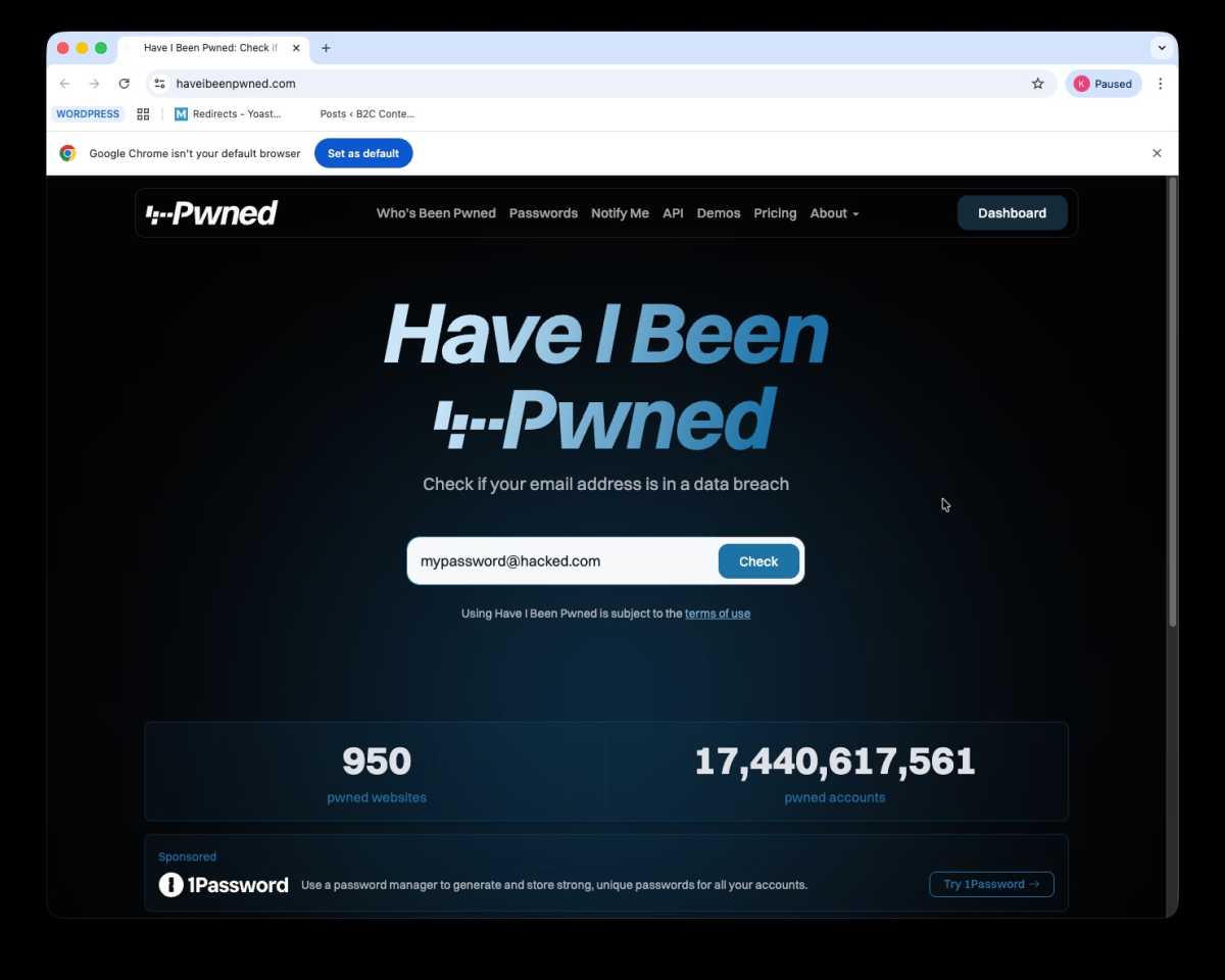 Check to see if your password was in a data breach