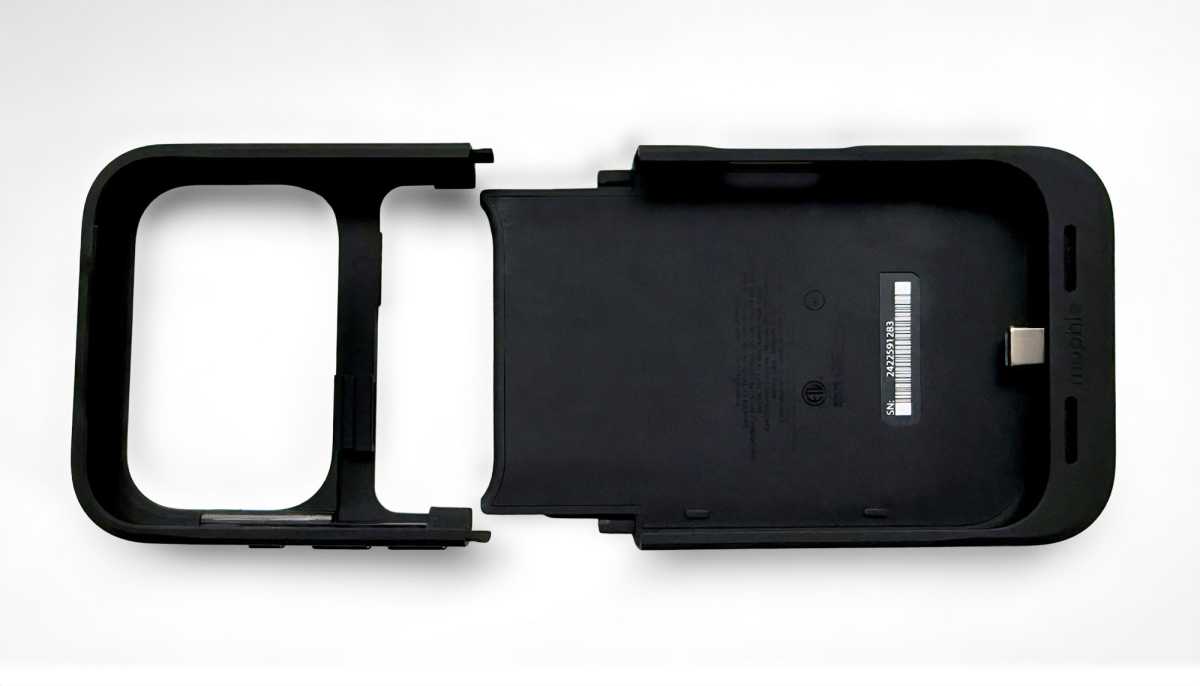 Mophie Juice Pack battery case for iPhone 17 Pro two parts front empty