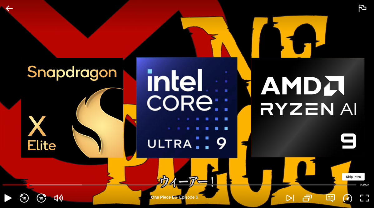One Piece battery test Core Ultra Ryzen AI Snapdragon X Elite