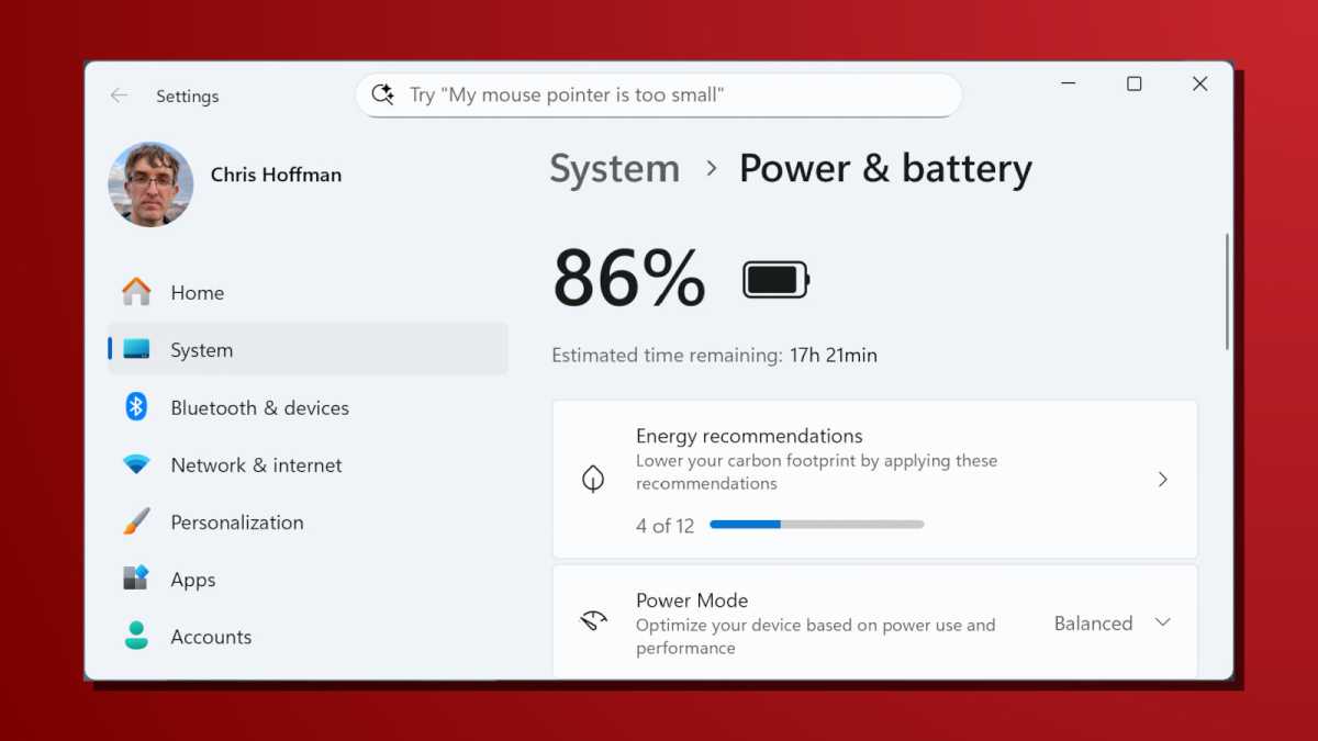 PCWorld Windows 11 laptop battery life estimate