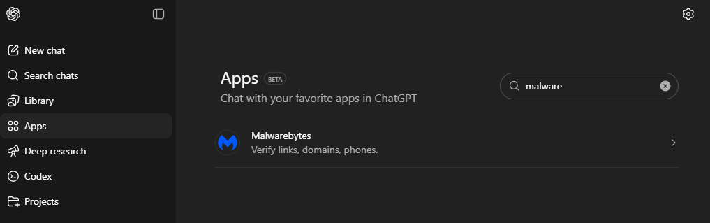 ChatGPT integration for Malwarebytes