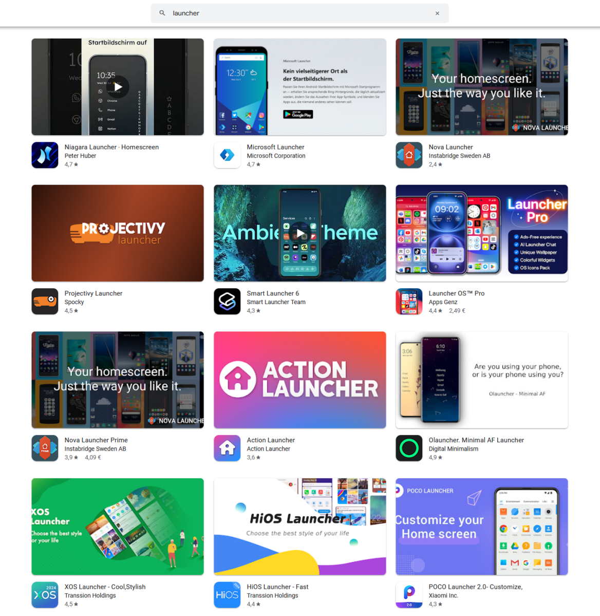 Klick für Vollbild-Ansicht 🔍 Play Store Launcher Apps