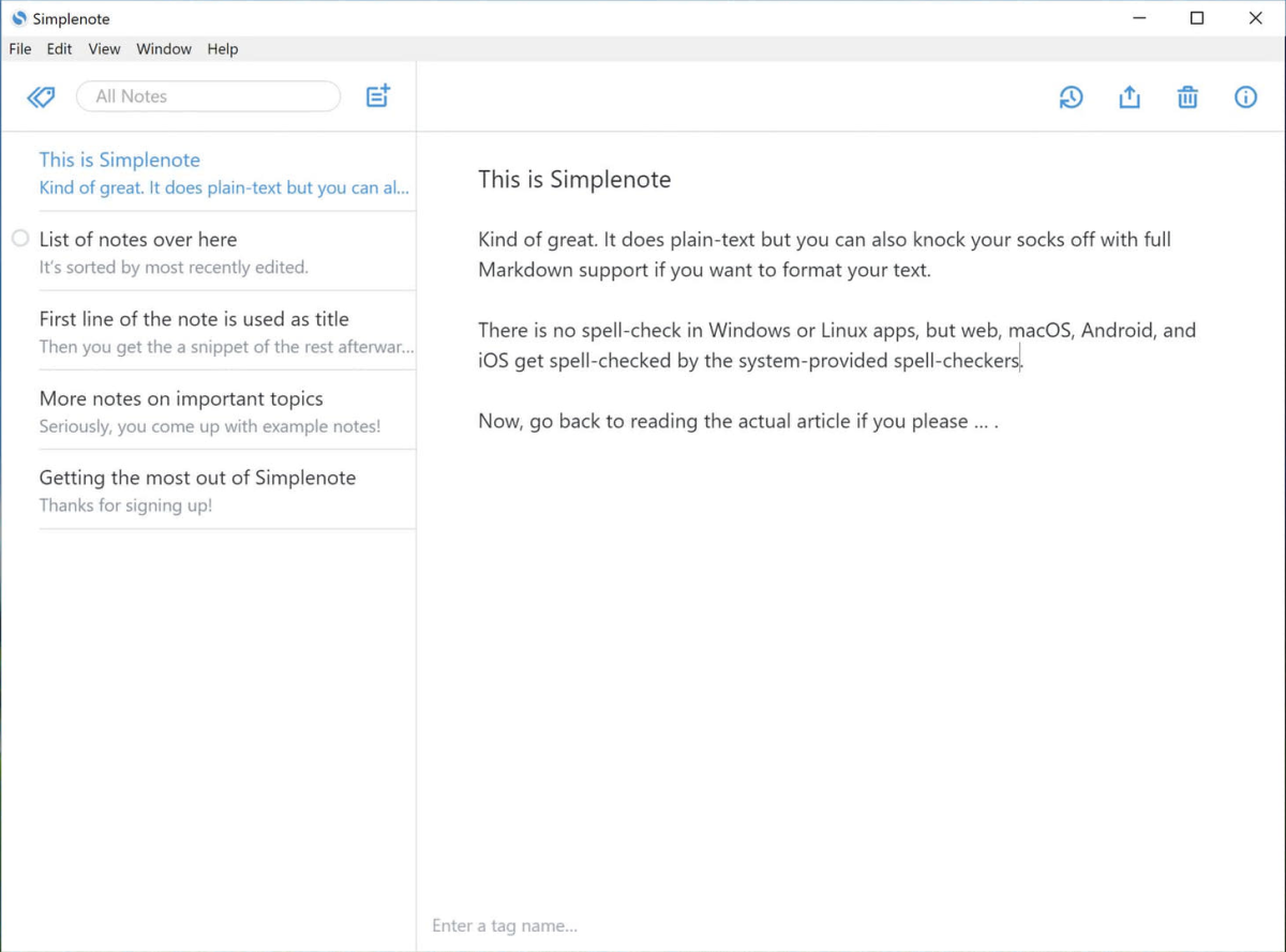 Simplenote screenshot