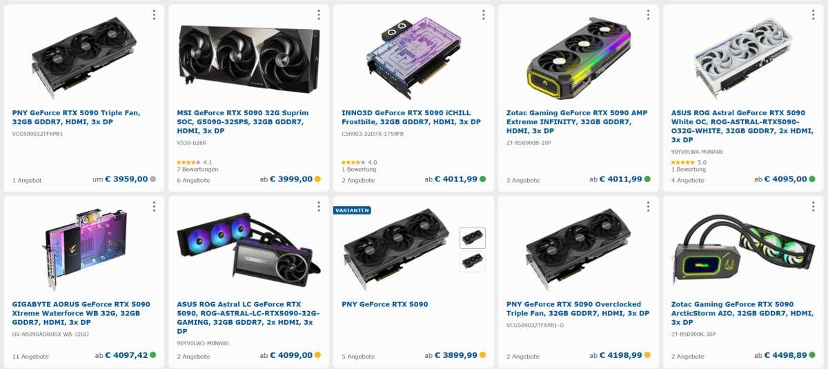 RTX 5090: Kostspielige Modelle