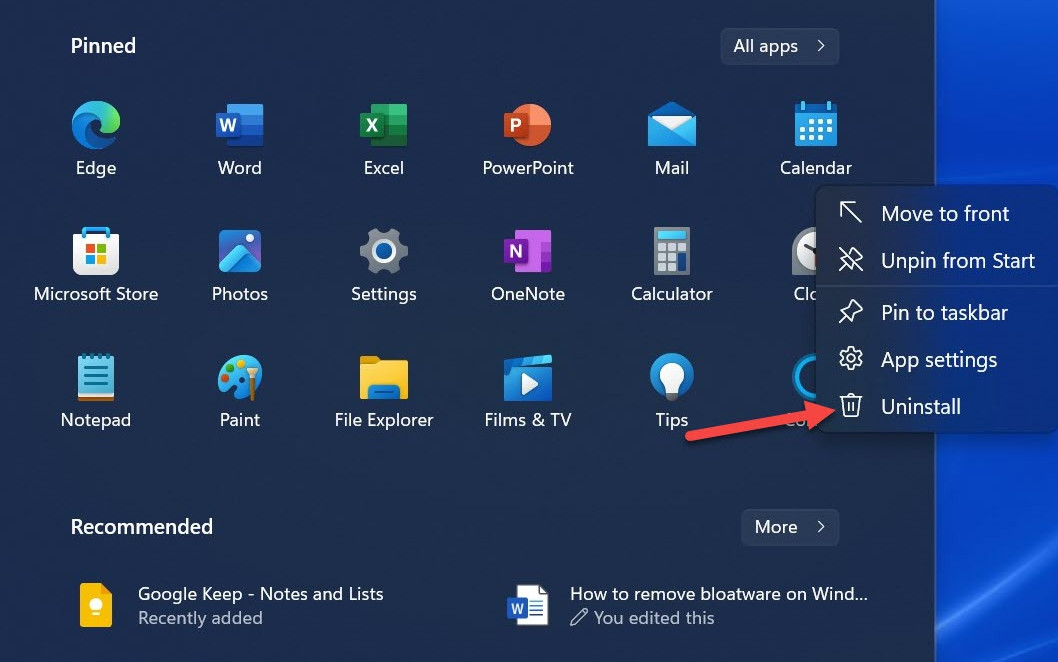 Gỡ bỏ các ứng dụng bloatware trên Windows 11