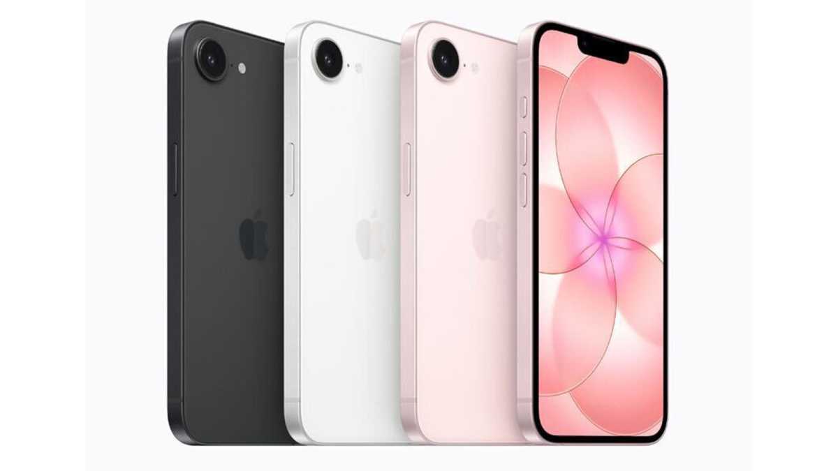 iPhone 17e in black, white and pink
