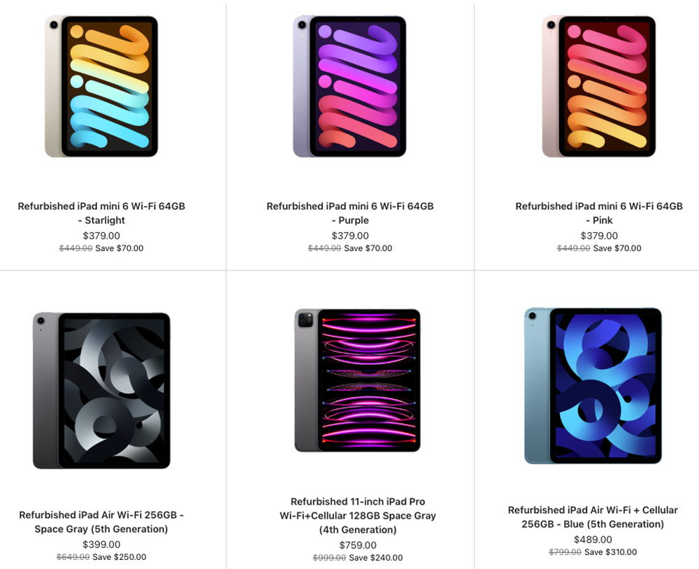 Apple refurbished iPads