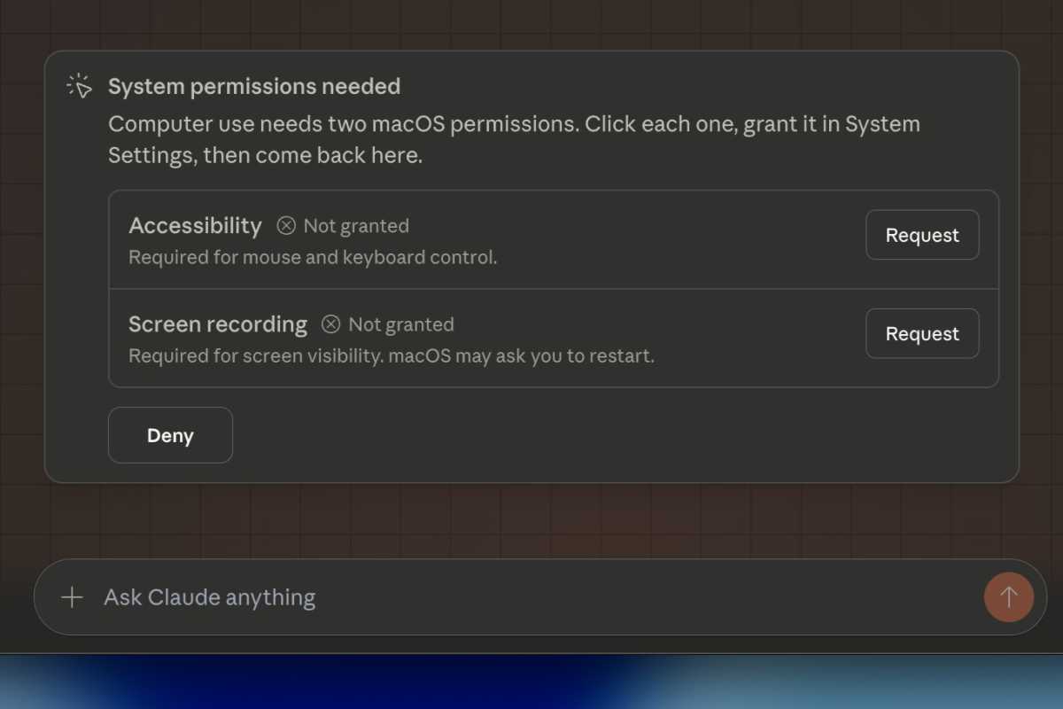 Claude computer use permission