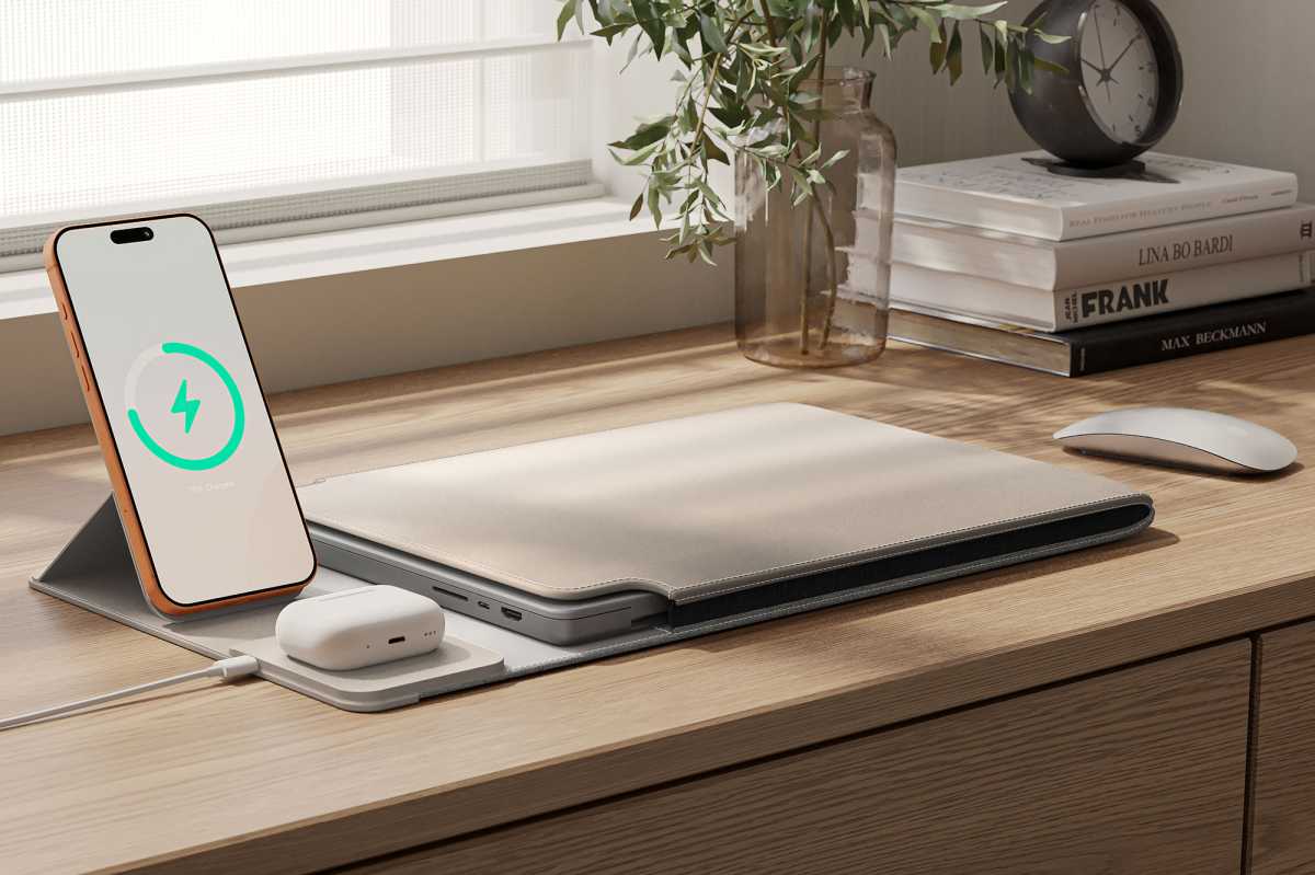 Journey Nexa Left Grey Wireless charging desk